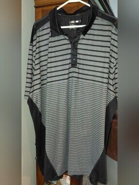 Michael Strahan Big Men’s Gray and Black Striped Performance Polo